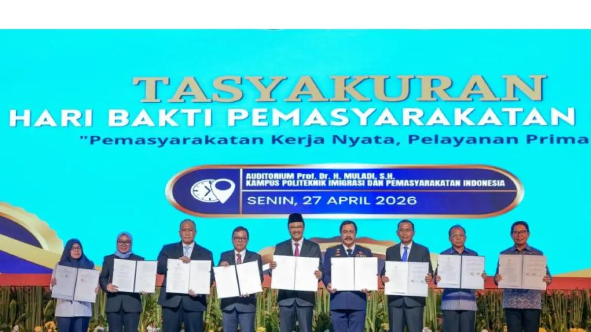 Momen saat prosesi penandatanganan MoU penguatan ekonomi berbasis koperasi bagi warga binaan di Tangerang.