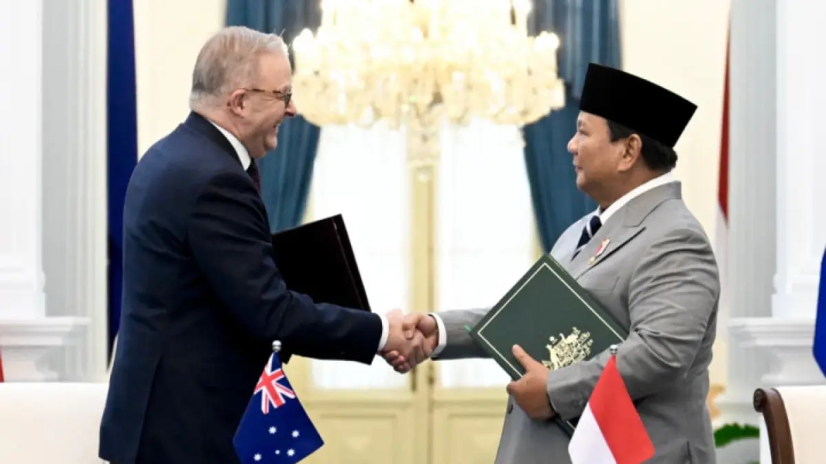 DIPLOMASI PANGAN: Presiden RI Prabowo Subianto (kanan) saat melakukan pertemuan bilateral dengan Perdana Menteri Australia Anthony Albanese (kiri).