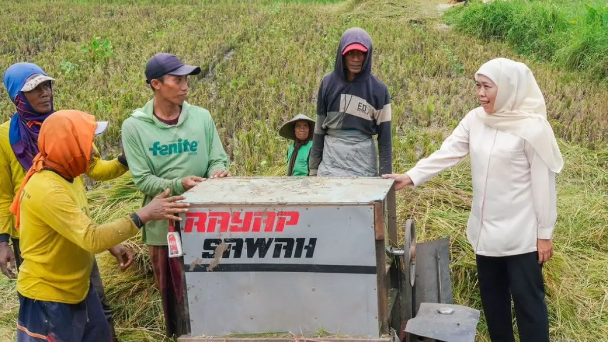TERBESAR: Gubernur Jawa Timur, Khofifah Indar Parawansa, menyampaikan apresiasi setinggi-tingginya kepada para petani dan seluruh pemangku kepentingan pertanian.