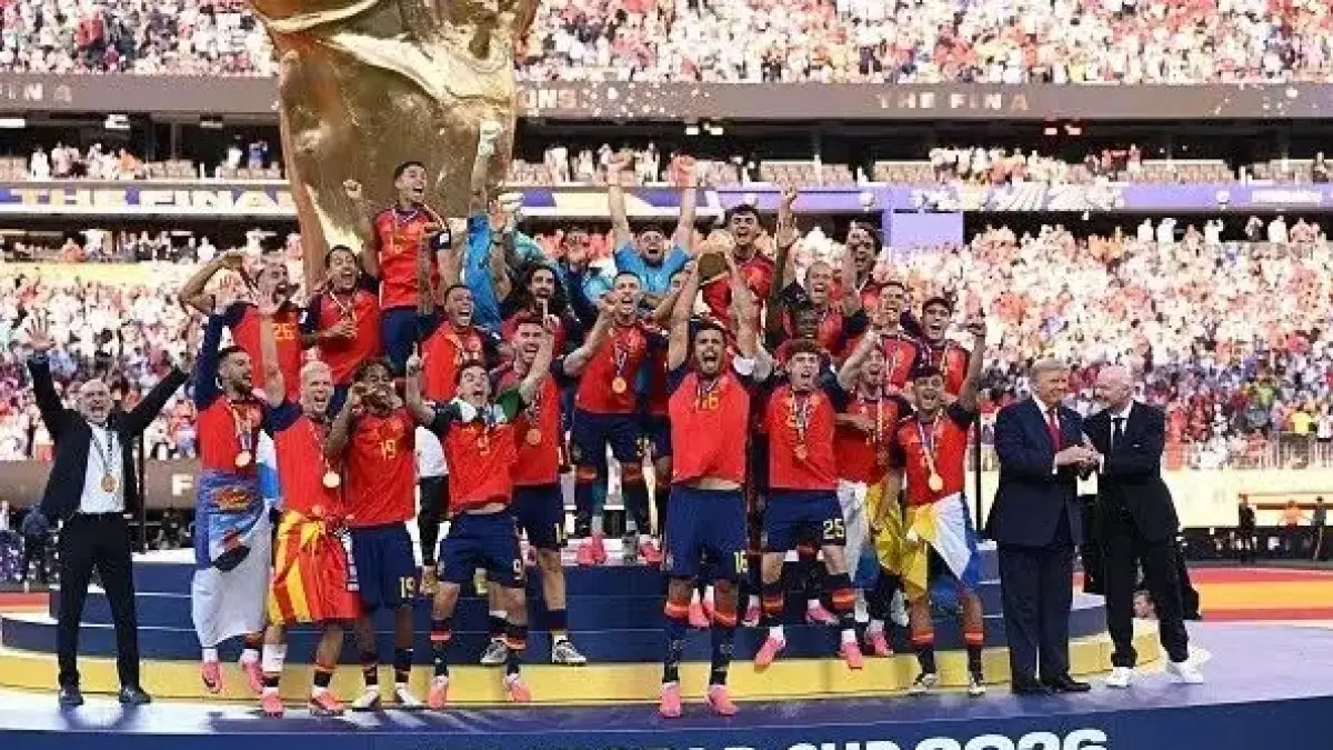 WORLD CUP:Pemain Timnas Spanyol merayakan gelar juara Piala Dunia 2026 usai kalahkan Argentina 1-0 di final.