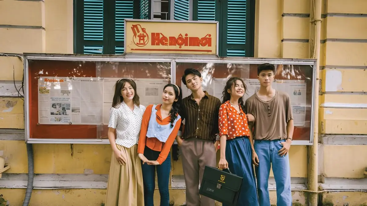 NOSTALGIA: Sejumlah anak muda tampil bergaya busana retro era 90-an di area perkotaan. 