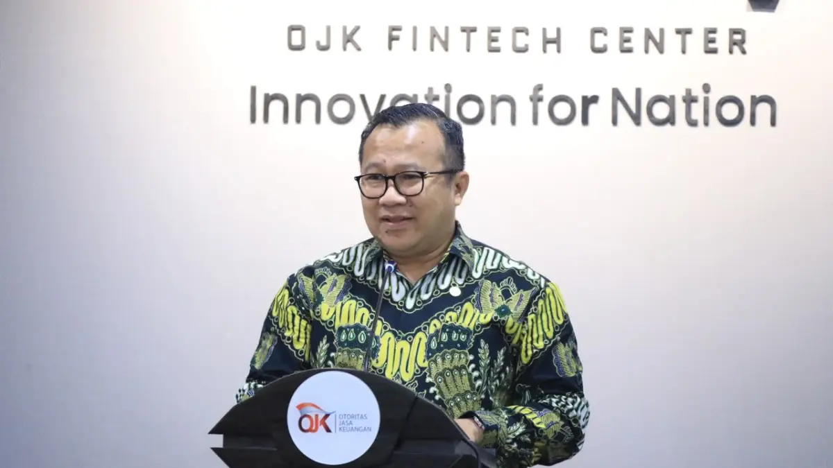 EKOSISTEM KEUANGAN DIGITAL: Kepala Eksekutif OJK Adi Budiarso beri sambutan di FGD Akselerasi Startup Digital di Jakarta.