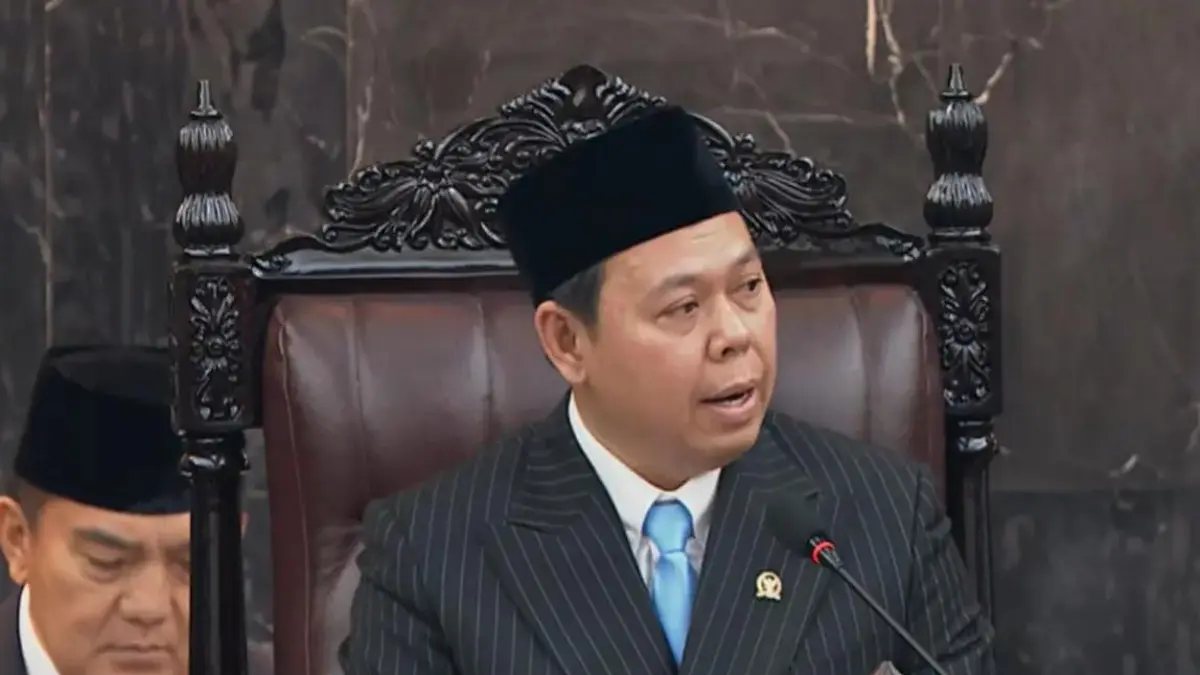 Ketua DPD RI Sultan Bachtiar Najamudin berpidato dalam Sidang Tahunan MPR di Senayan, Jakarta, Jumat (14/8/2026), menegaskan dukungan DPD terhadap program swasembada pangan.