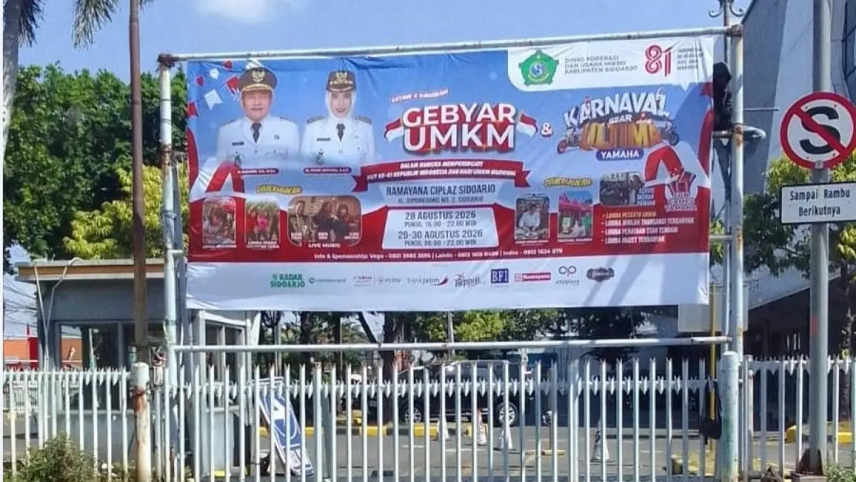 Gebyar UMKM dan Karnaval Gear Ultima mulai digelar Jumat (28/8/2026), hingga Minggu (30/8/2026) di halaman parkir Ramayana Ciplaz Sidoarjo.