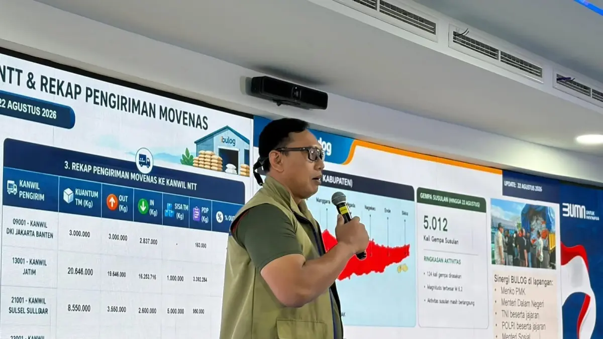  Bulog turut menyiagakan 20 ton beras darurat dalam penyaluran bantuan gempa NTT, Selasa (1/9/2026).