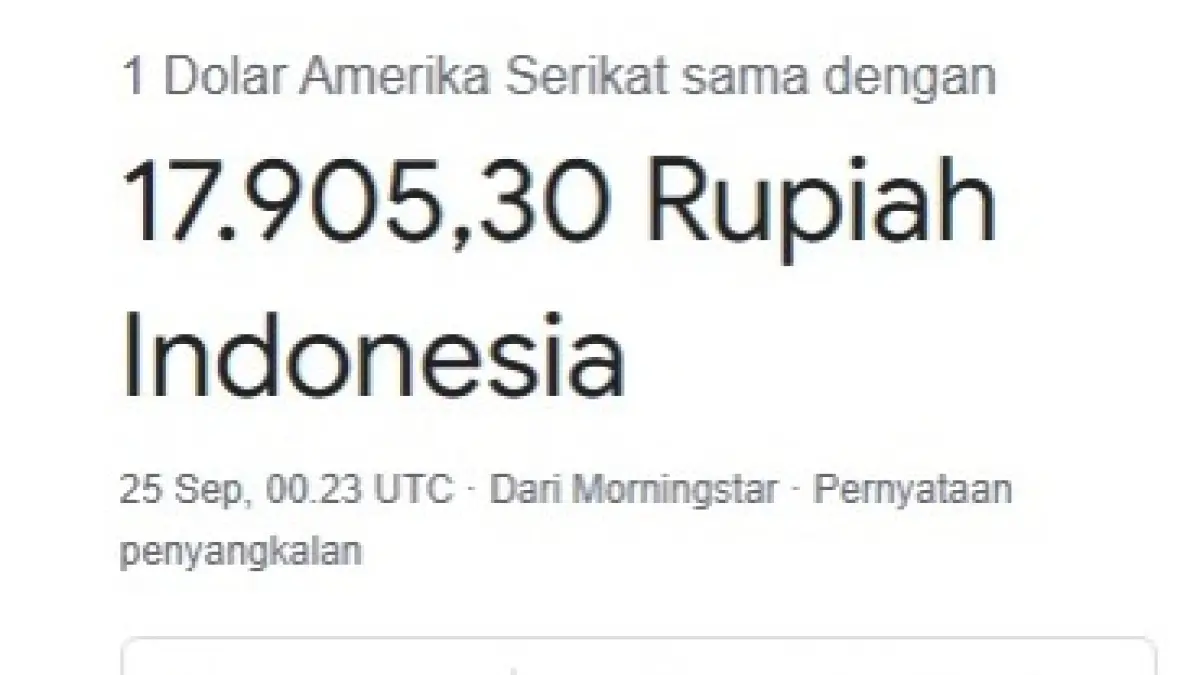 DINAMIKAN PERGERAKAN : Berdasarkan data terbaru per 25 September 2026, kurs dolar AS berada di level Rp17.905,30. (IST/ RADAR SURABAYA BISNIS)