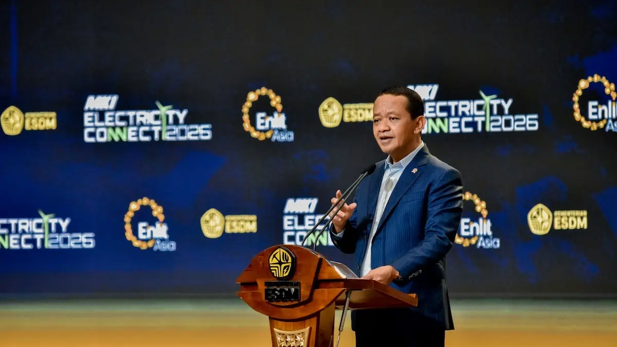 Menteri ESDM Bahlil Lahadalia membuka Electricity Connect 2026 di ICE BSD, Tangerang, Selasa (22/9).
