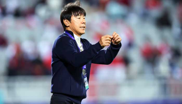 Gestur Shin Tae-yong saat memimpin Timnas Indonesia U 23 di Piala Asia U-23. (PSSI)