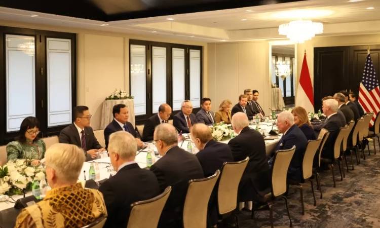 Presiden Prabowo Subianto melakukan pertemuan dengan The United States Indonesia Society (USINDO) pada hari kedua lawatannya di Washington DC, Amerika Serikat (AS), pada Senin (11/11). (Istimewa)