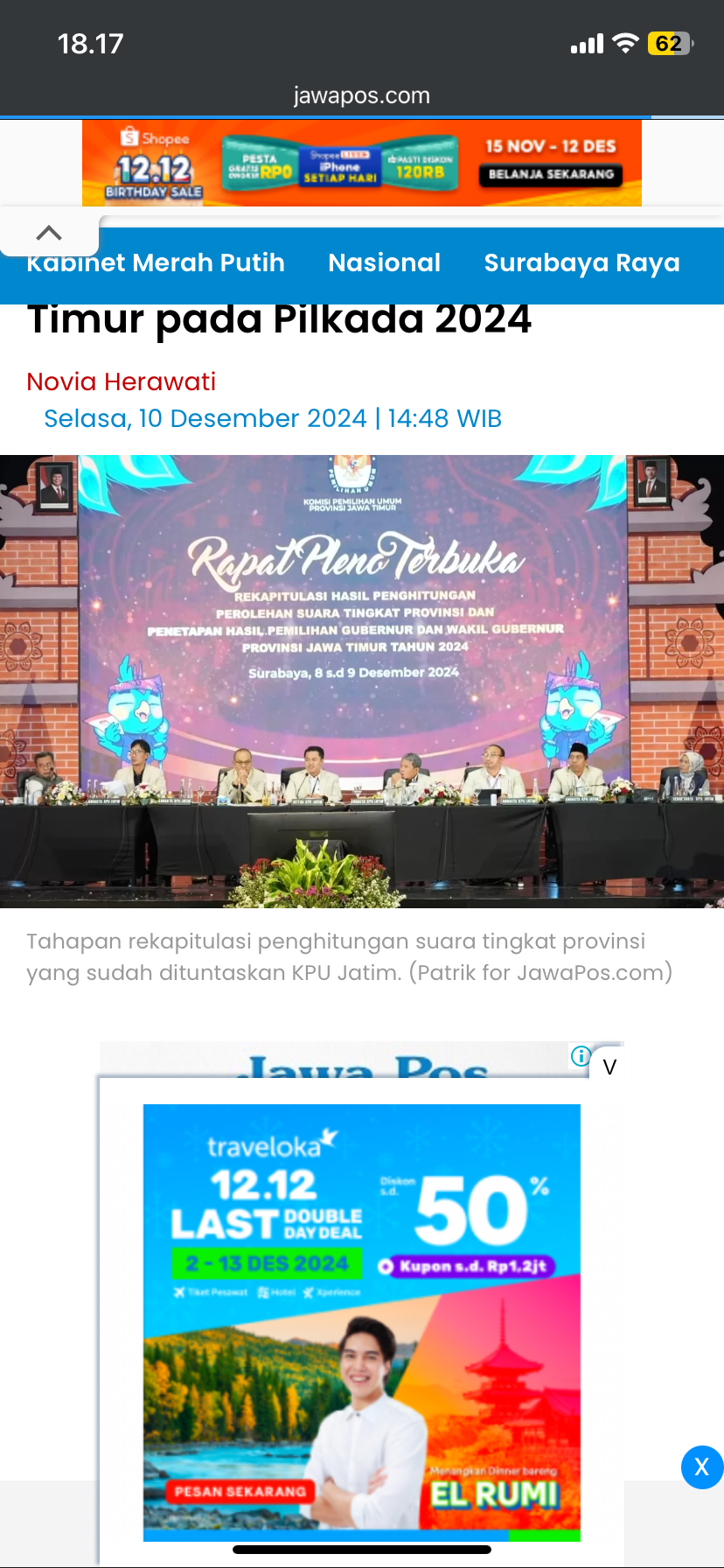 Tahapan rekapitulasi penghitungan suara tingkat provinsi yang sudah dituntaskan KPU Jatim.