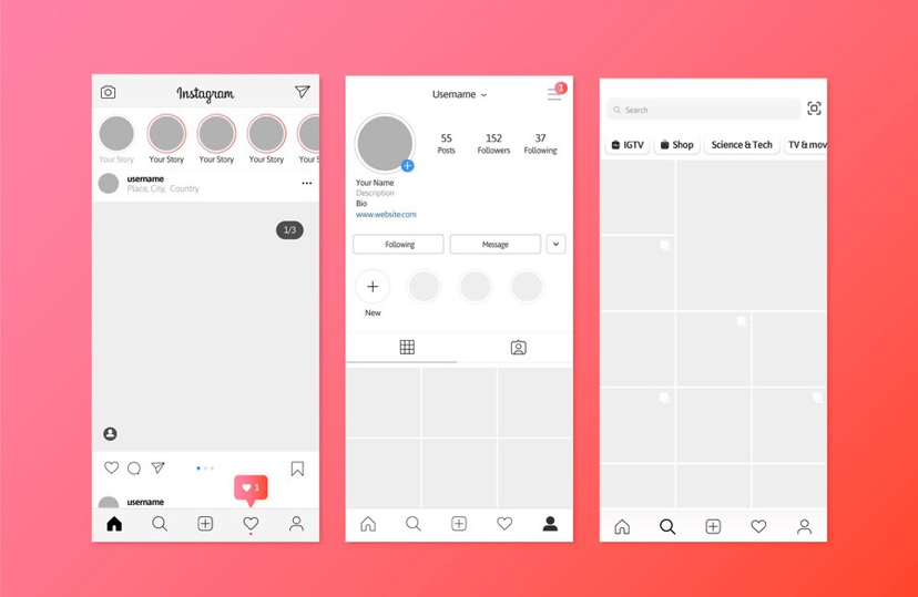 Ilustrasi feed instagram.