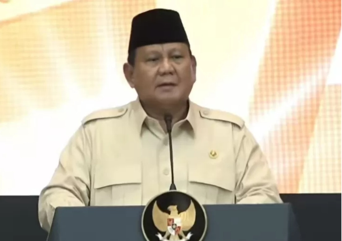 Presiden Prabowo Subianto saat meresmikan Bank Emas di gedung The Gade Tower, Jalan Kramat Raya, Jakarta Pusat, Rabu (26/2).