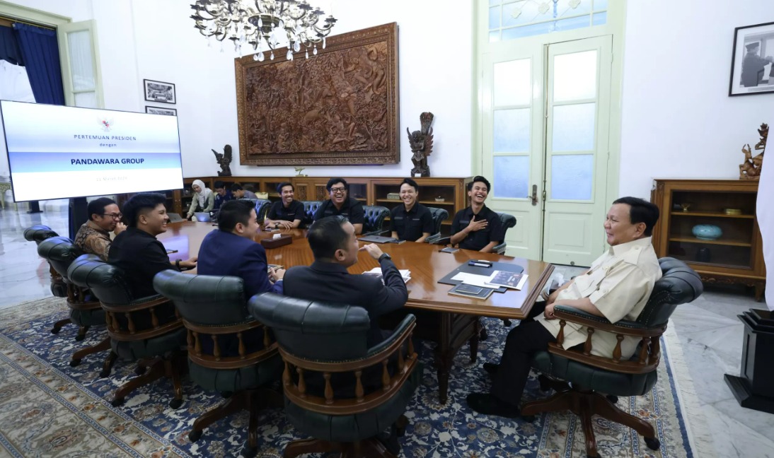 Pertemuan Pandawara Group dengan Presiden Prabowo Subianto di Istana Negara Jakarta, Selasa (11/3).
