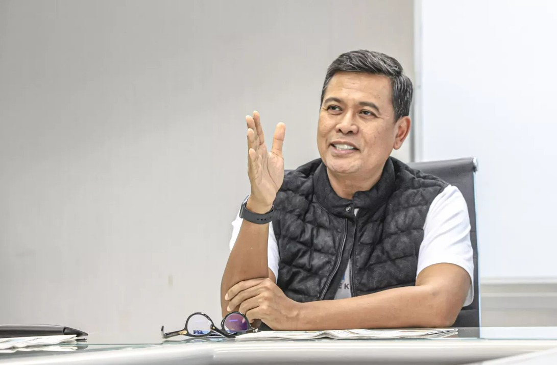 Direktur Utama BPJs Ketenagakerjaan Anggoro Eko Cahyo berbincang dengan Redaksi Jawa Pos di Graha Pena Jakarta, Jumat (14/03/2025).
