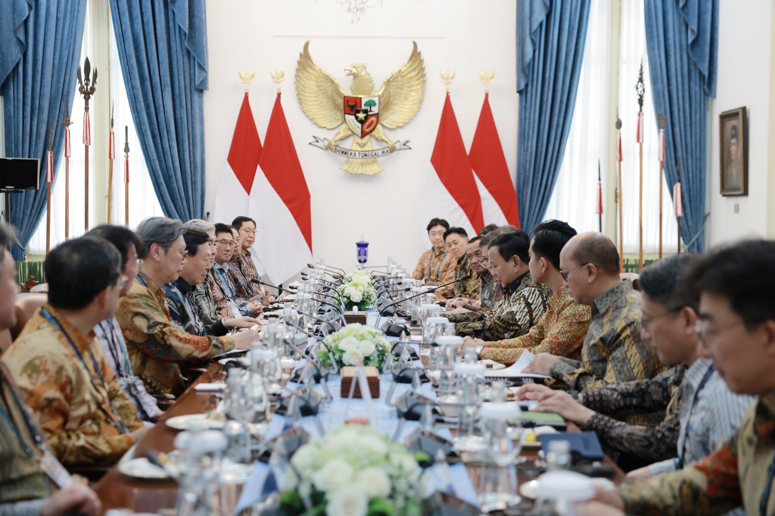 Presiden RI Prabowo Subianto menerima kunjungan para pengusaha top Korea Selatan yang tergabung dalam Federasi Industri Korea
