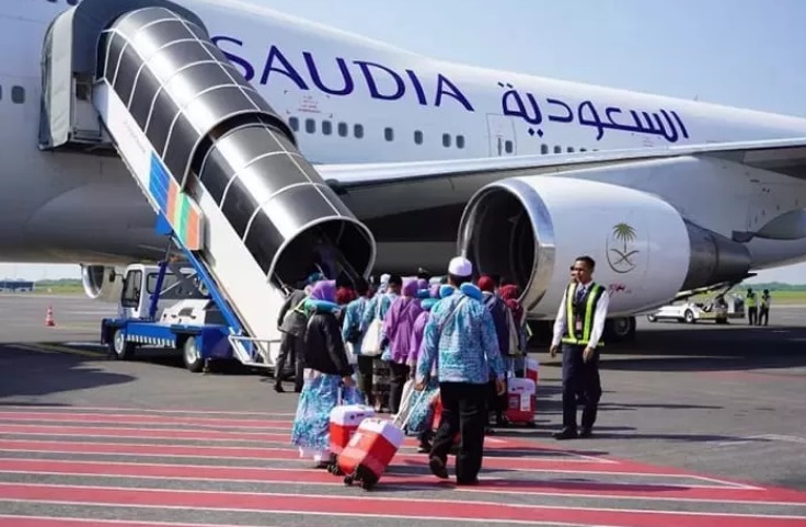 Ilustrasi pesawat Saudia Airlines mengangkut jemaah haji.