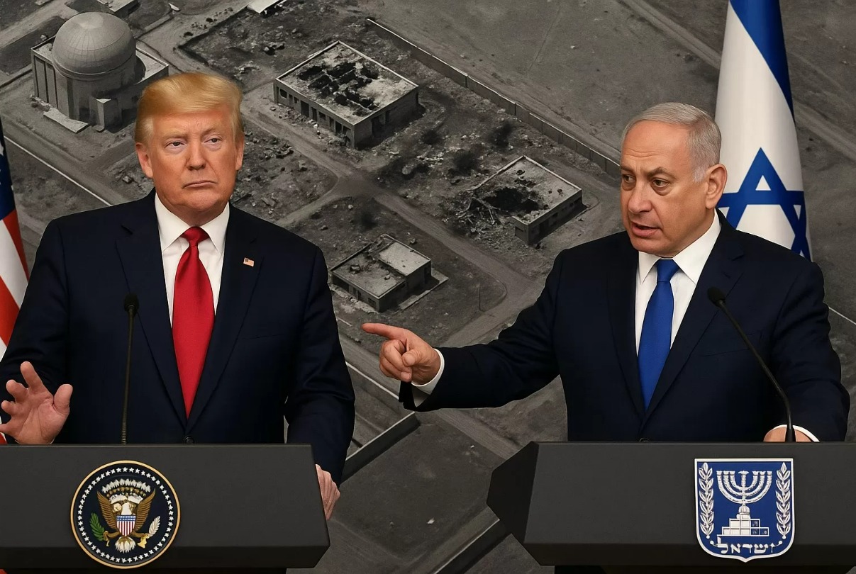 Presiden AS Donald Trump (kiri) dan Perdana Menteri Israel Benjamin Netanyahu (kanan) mencerminkan perbedaan pendekatan keduanya terhadap Iran pasca-serangan..