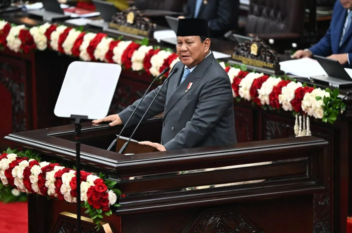 Presiden Prabowo Subianto menyampaikan pidato kenegaraan dalam rangka Penyampaian Pengantar/Keterangan Pemerintah atas RUU tentang APBN Tahun Anggaran 2026 beserta Nota Keuangannya