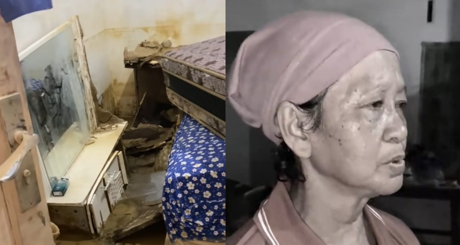 Tangkapan layar seorang nenek di Aceh Tamiang yang tengah meratapi nasibnya karena uang tabungan umrah hanyut terbawa banjir.