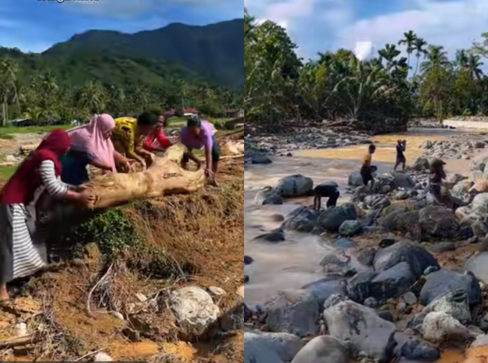 Warga di Kuranji, Kota Padang perkuat tanggul secara manual tanpa alat berat usai dugaan pencurian aki.