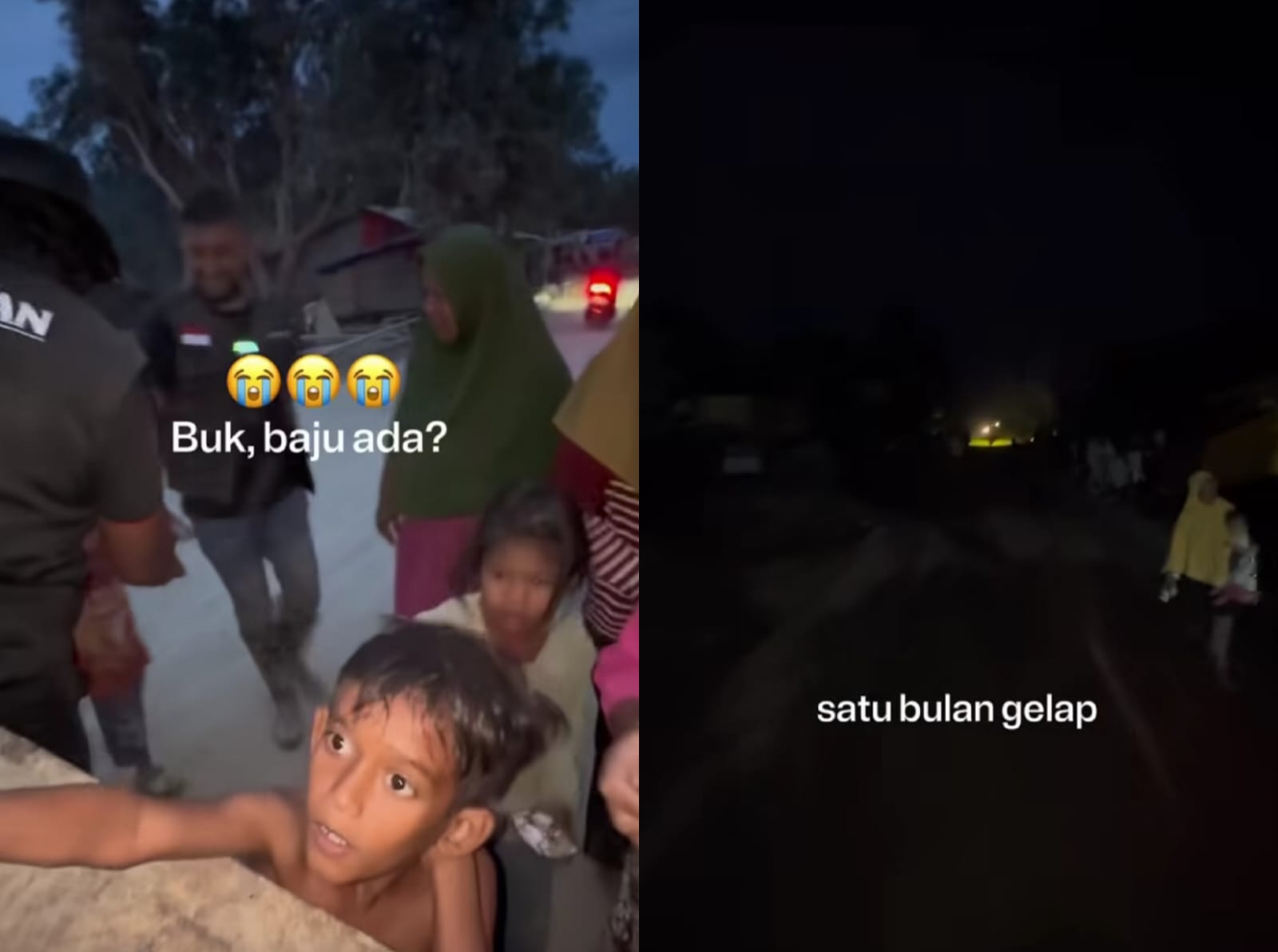 Desa Babo di Aceh Tamiang masih gelap karena listrik yang belum pulih pascabanjir akhir November 2025. (Instagram/vitadaud19)