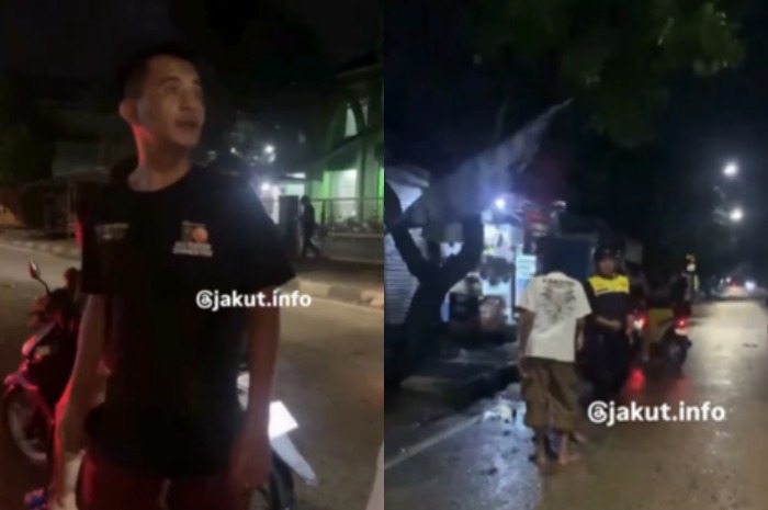Menyoroti peristiwa viral pemotor yang diduga menganiaya warga di wilayah Koja, Jakarta Utara saat wilayah tersebut dilanda banjir. (Instagram.com/@jakut.info)