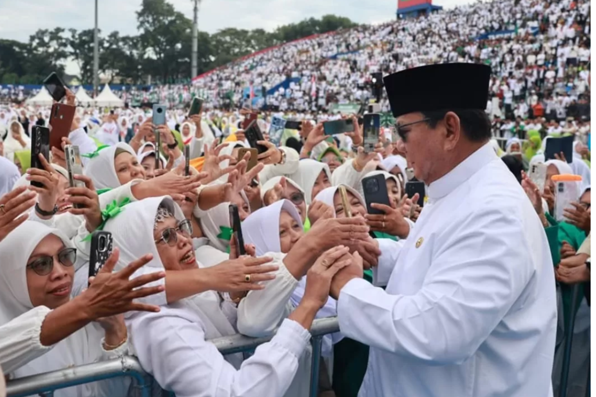 Presiden Prabowo Subianto saat memberikan sambutan dalam acara