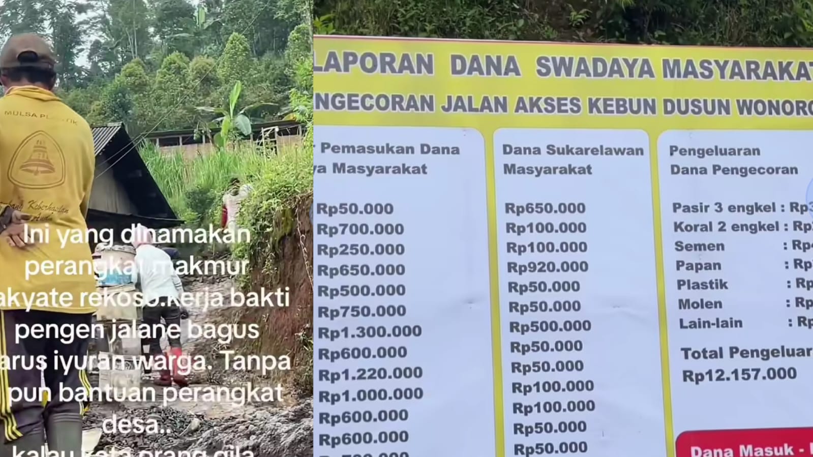 Warga Dusun Wonorojo, Kendal, Jawa Tengah perbaiki jalan sendiri tanpa bantuan perangkat desa.