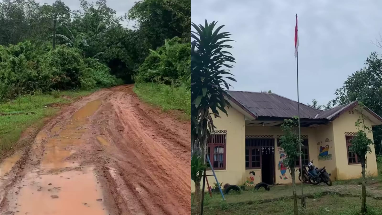 Warga di Kabupaten Way Kanan, Lampung mengeluhkan kondisi jalan rusak. 