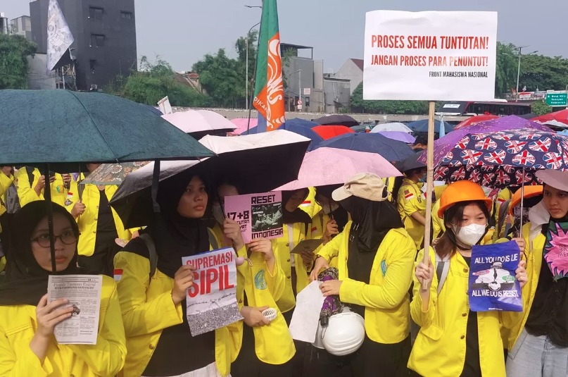 Ilustrasi: Badan Eksekutif Mahasiswa Universitas Indonesia (BEM UI) saat melakukan aksi unjuk rasa. 
