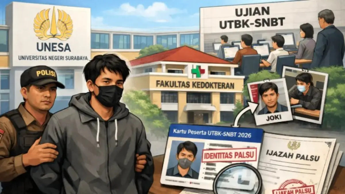 Ilustrasi joki UTBK-SNBT 2026 di Universitas Negeri Surabaya. (AI)