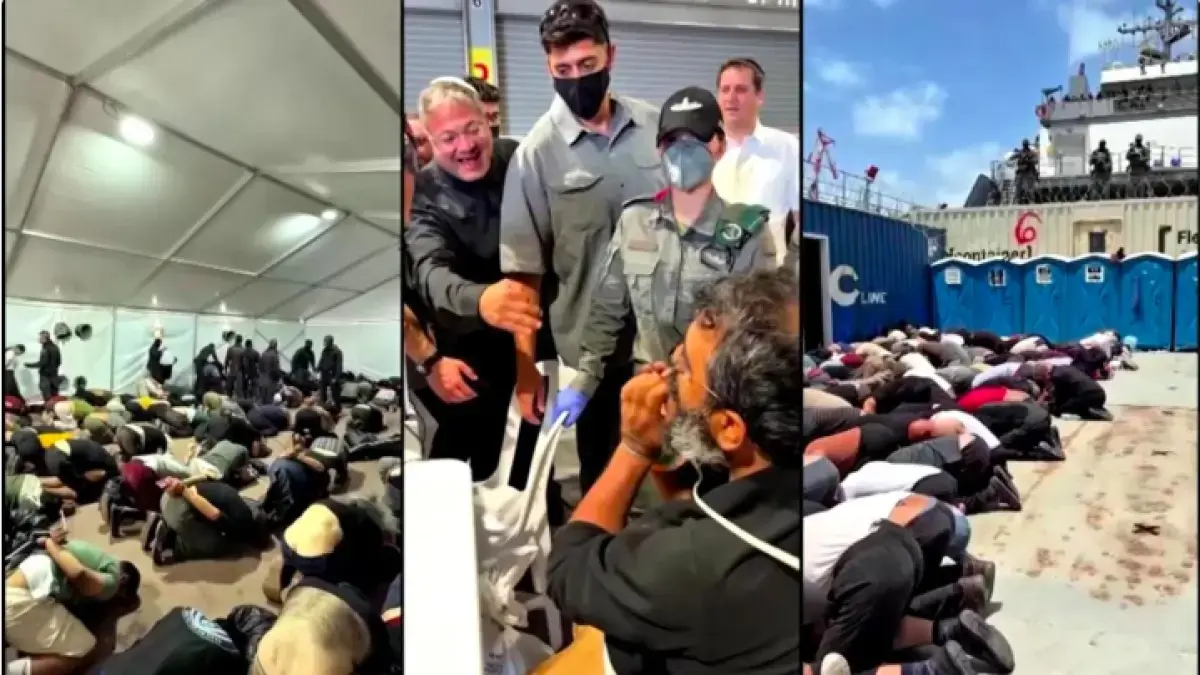 Tangkapan layar video viral kekejaman Zionis Israel terhadap aktivis kemanusiaan. (Platform X).