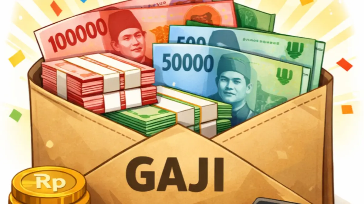 Ilustrasi gaji pekerja. UMk Kabupaten Situbondo 2026 masih jadi yang terendah di Jawa Timur. (AI/ChatGPT)