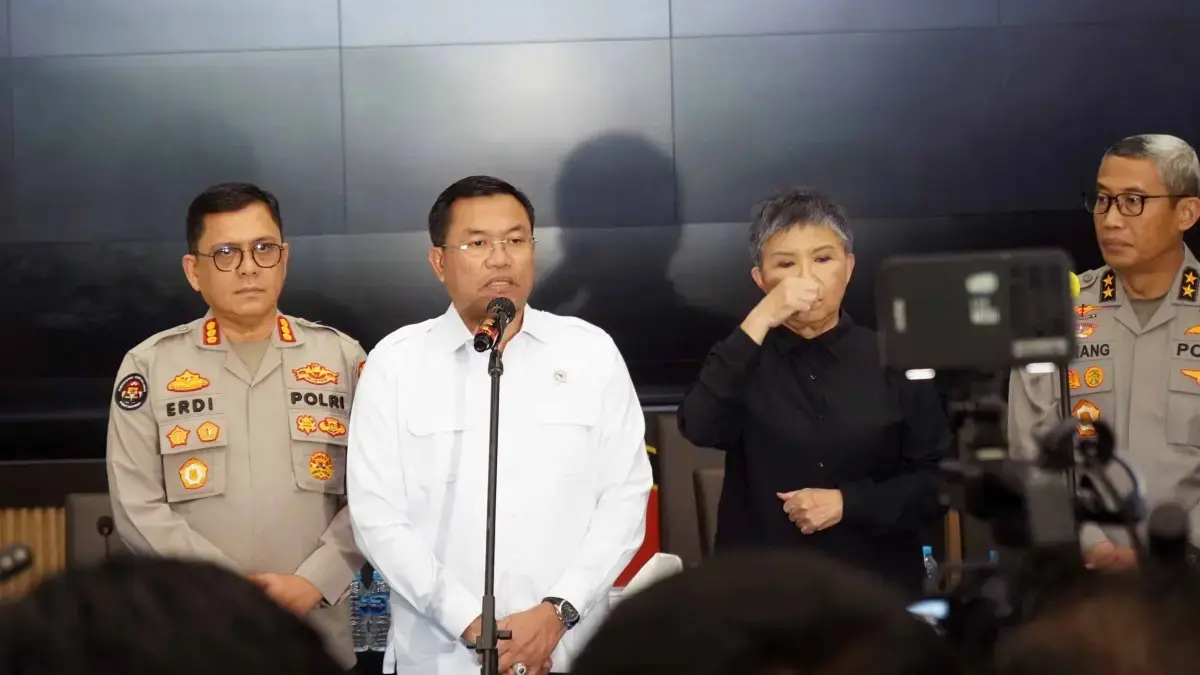 Wakil Kepala BGN Sony Sanjaya dalam konferensi pers di Mabes Polri, Senin (25/5). (Istimewa)