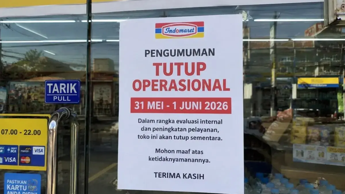 Pengumuman gerai Indomaret tutup operasional pada 31 Mei hingga 1 Juni 2026. (X)