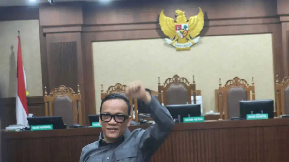 Mantan Wakil Menteri Ketenagakerjaan, Immanuel Ebenezer Gerungan alias Noel menjalani sidang beragendakan vonis pada kasus korupsi pengurusan sertifikasi Keselamatan dan Kesehatan Kerja di Pengadilan Tipikor, Jakarta, Kamis (4/6/2026). (Dery Ridwansah/ JawaPos.com)