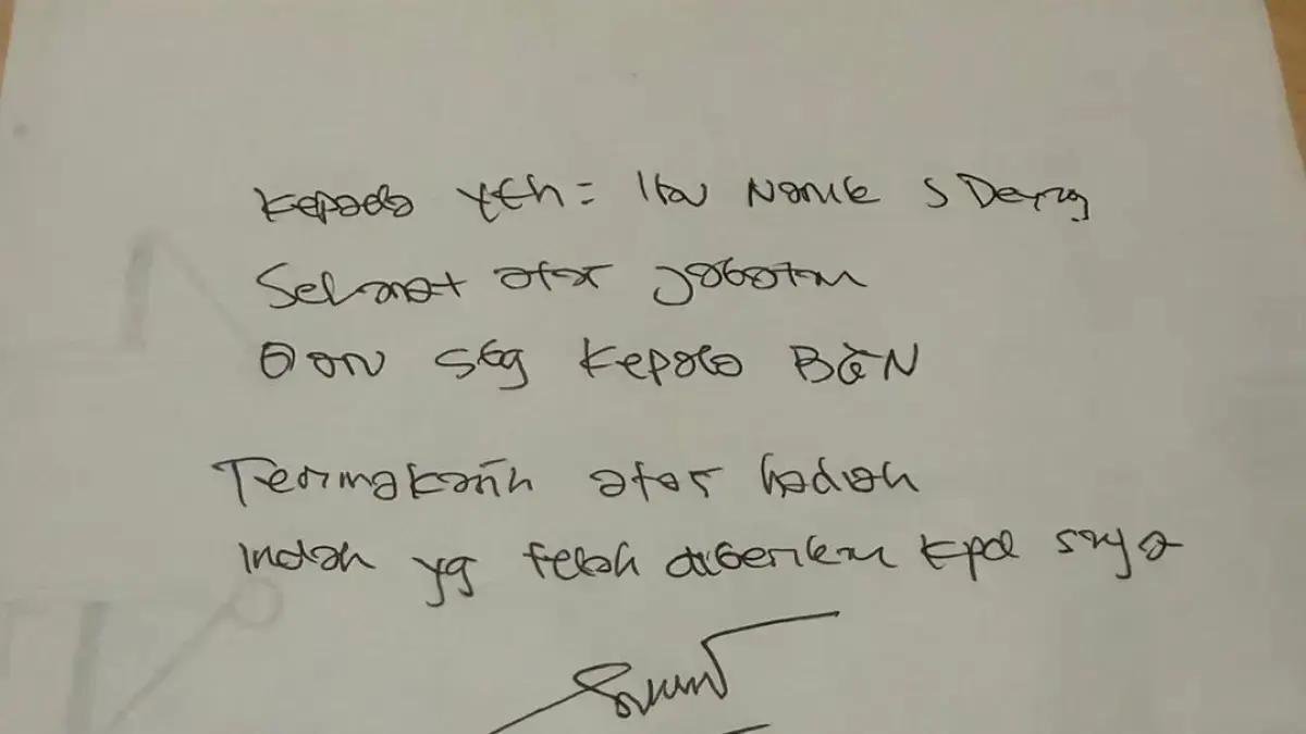 Surat bernada satir yang ditulis eks Wakil Kepala Badan Gizi Nasional (BGN), Sony Sonjaya untuk Kepala BGN Baru Nanik S Deyang. (Instagram @sonysonjayabd)