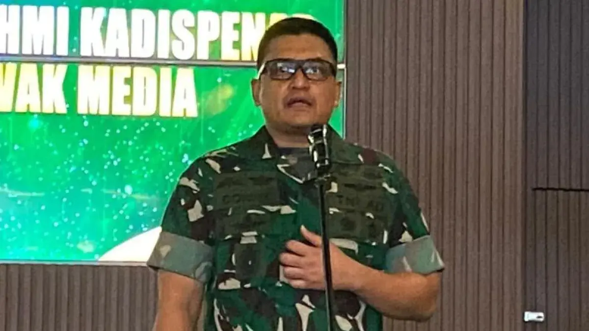 Kepala Dinas Penerangan TNI AD (Kadispenad) Brigjen TNI Donny Pramono saat jumpa pers di Jakarta Pusat, Jumat (29/5/2026). ANTARA/Walda Marison
