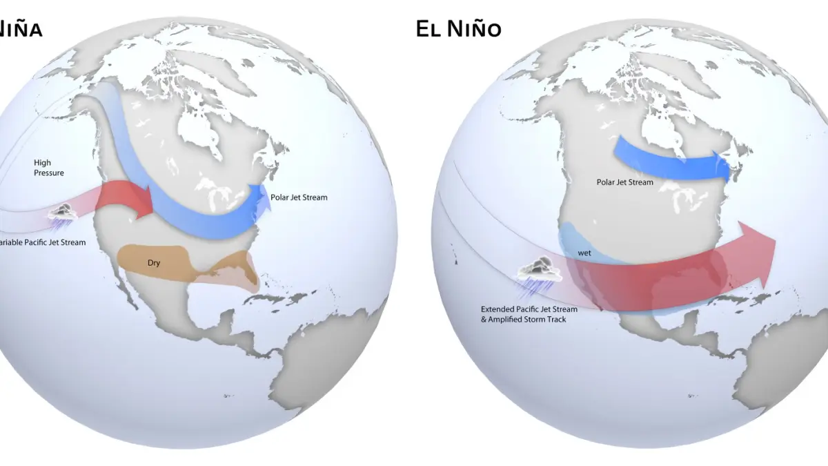 Ilustrasi El Nino dan La Nina pada peta globe (Sumber foto : neefusa.org)