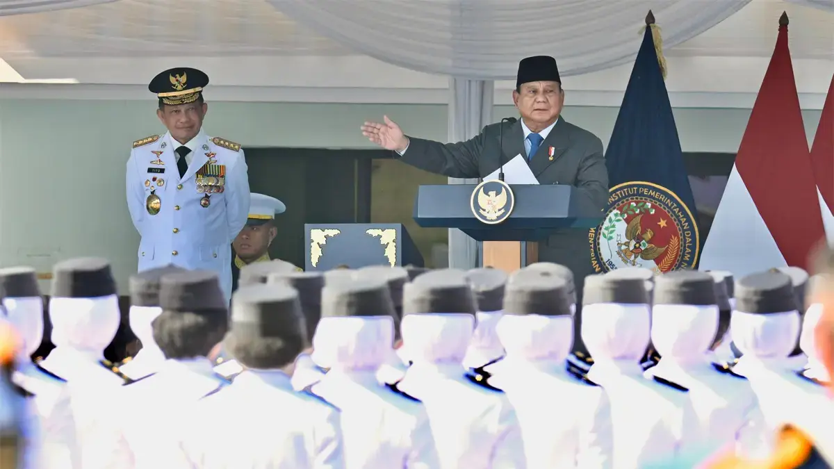 Presiden Prabowo Subianto mengapresiasi proses rekrutmen praja Institut Pemerintahan Dalam Negeri (IPDN) yang dilaksanakan di bawah pembinaan Kementerian Dalam Negeri (Kemendagri)/(Istimewa).