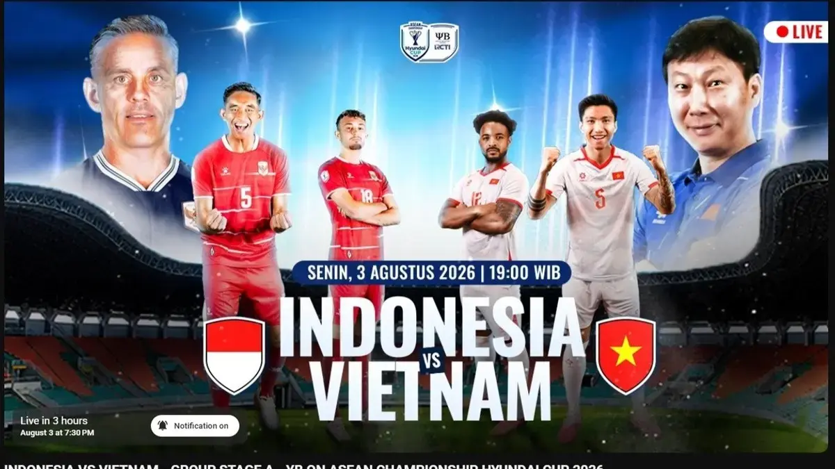 Link live streaming Timnas Indonesia vs Vietnam di Piala AFF 2026. (tangkap layar youtube.com/@yb)