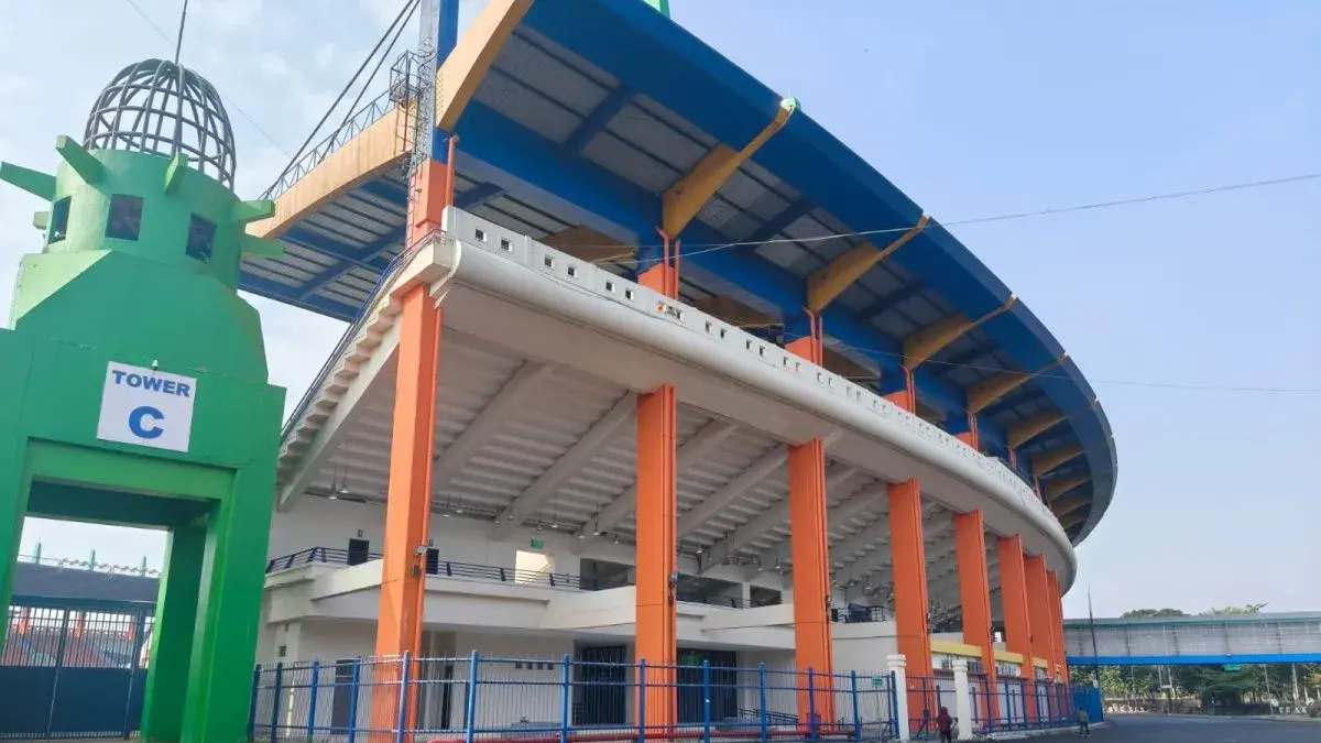 Kondisi Stadion Si Jalak Harupat di Kabupaten Bandung, Jawa Barat, yang telah siap menjadi salah satu venue penyelenggaraan turnamen Piala Presiden 2026. (ANTARA/Ilham Nugraha)