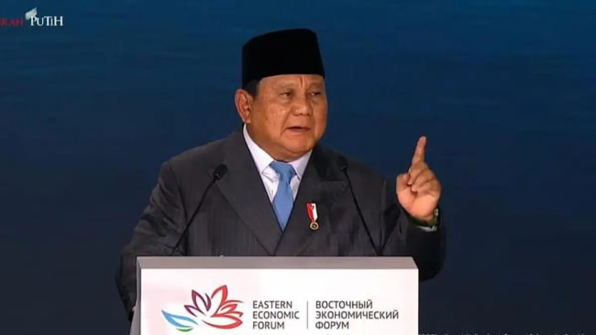 Presiden Prabowo Subianto saat menghadiri Eastern Economic Forum (EEF) ke-11 di Vladivostok, Rusia.