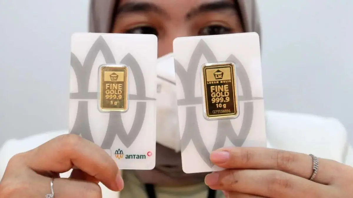 Harga emas Antam pada Senin (7/9/2026) turun Rp3.000 menjadi Rp2.637.000 per gram.