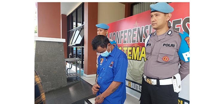 Pelaku penganiayaan warga Ngadirejo ditahan di Polres Temanggung.