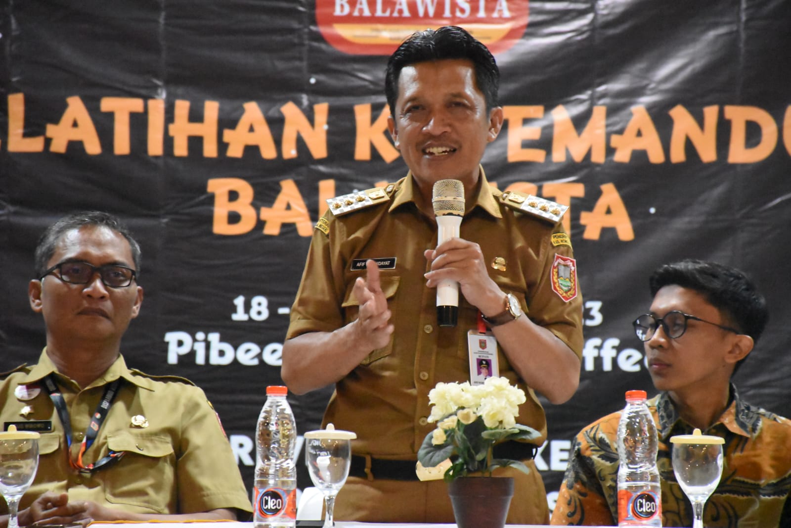 Bupati Wonosobo Afif Nurhidayat dalam acara pelatihan pemanduan Balawisata, Senin (18/9/2023).
