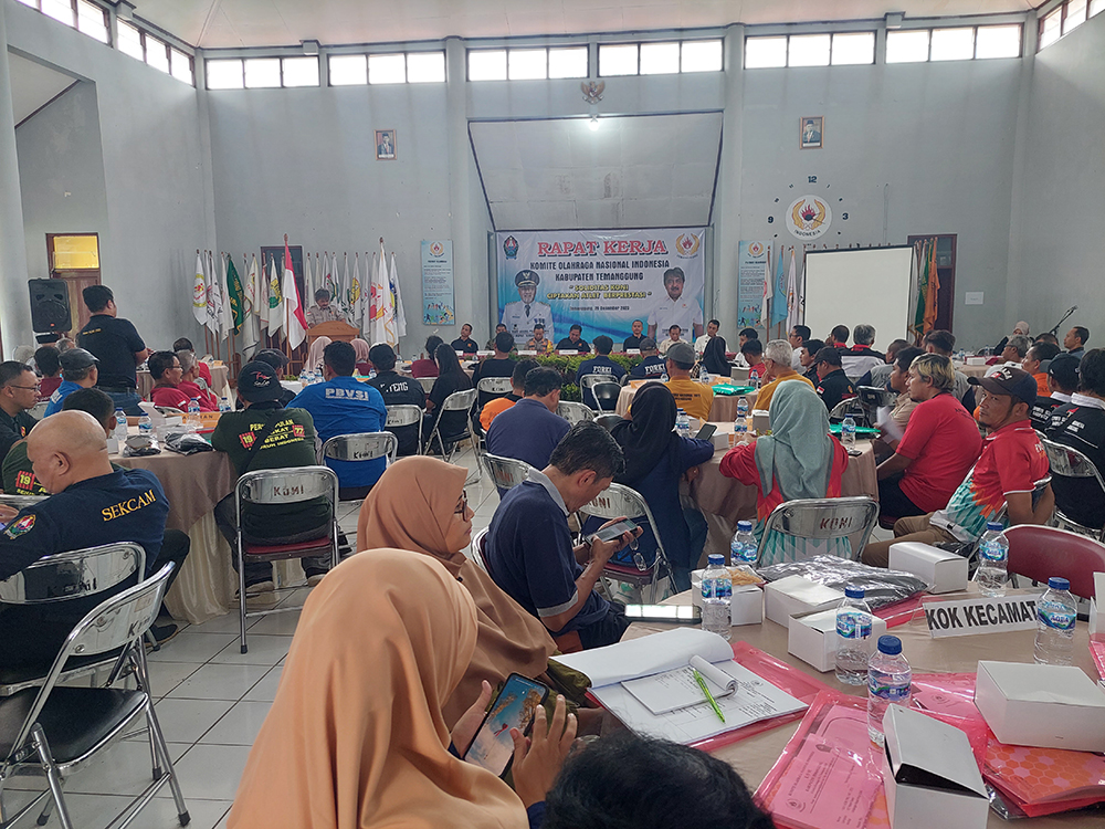Rapat kerja KONI Kabupaten Temanggung di gedung KONI, Jumat (29/12/2023).