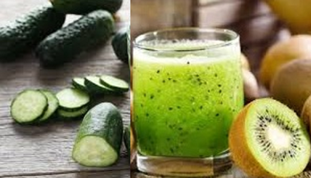 Jus buah kiwi dan timun jika dipadukan dan dikonsumi akan membantu proses penurunan berat badan sehingga perut buncit akan memudar secara otomatis.