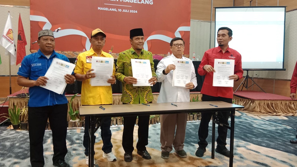 Lima parpol mantap menggalang koalisi dalam Pemilihan Bupati (Pilbup) Magelang 2024 di Hotel Atria Kota Magelang, Rabu (10/7/2024).
