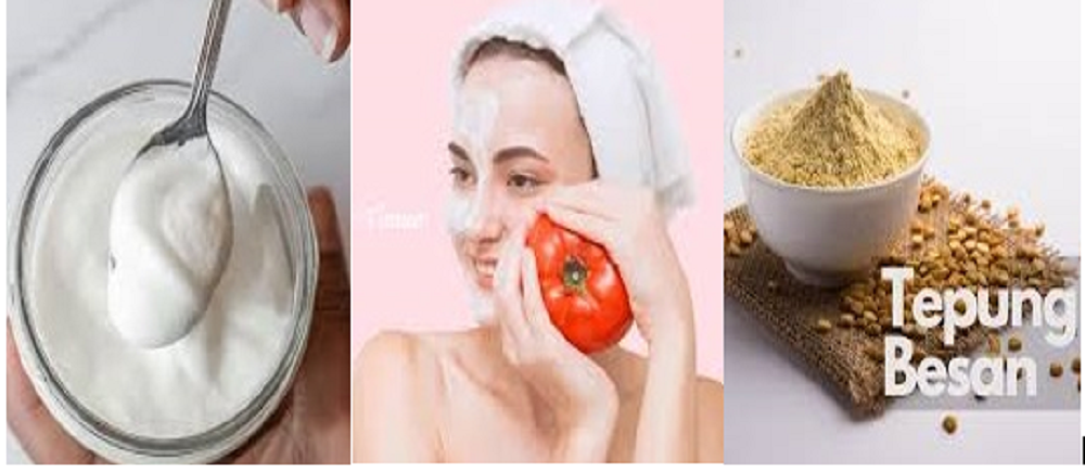 Racikan tomat untuk memutihkan wajah kusam dan juga flek hitam ini berupa masker dengan campuran yoghurt dan tepung besan.